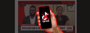 TikTok app logo displayed with text overlay indicating potential TikTok ban impact for Philippine users.