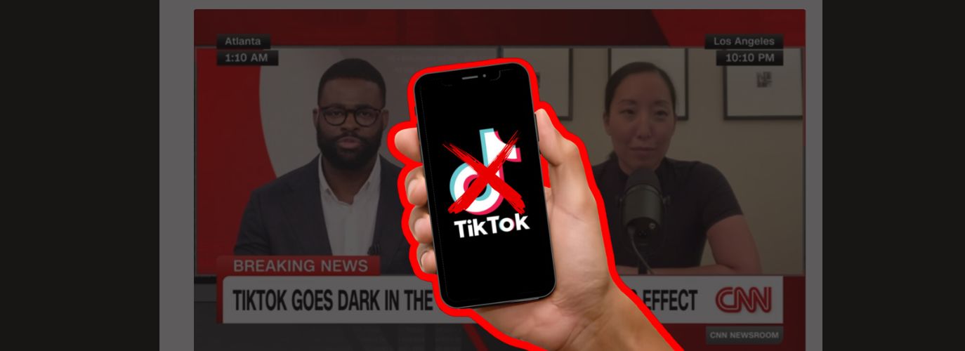 TikTok app logo displayed with text overlay indicating potential TikTok ban impact for Philippine users.