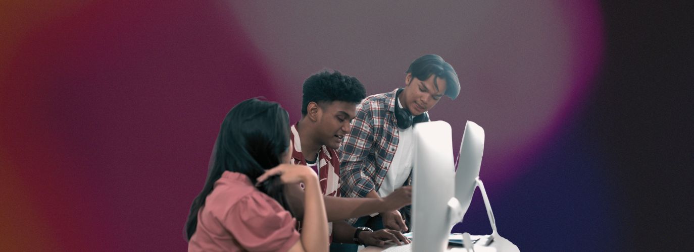 Illustration of a person writing a blog post on a laptop, symbolizing SEO and content strategy in 2025