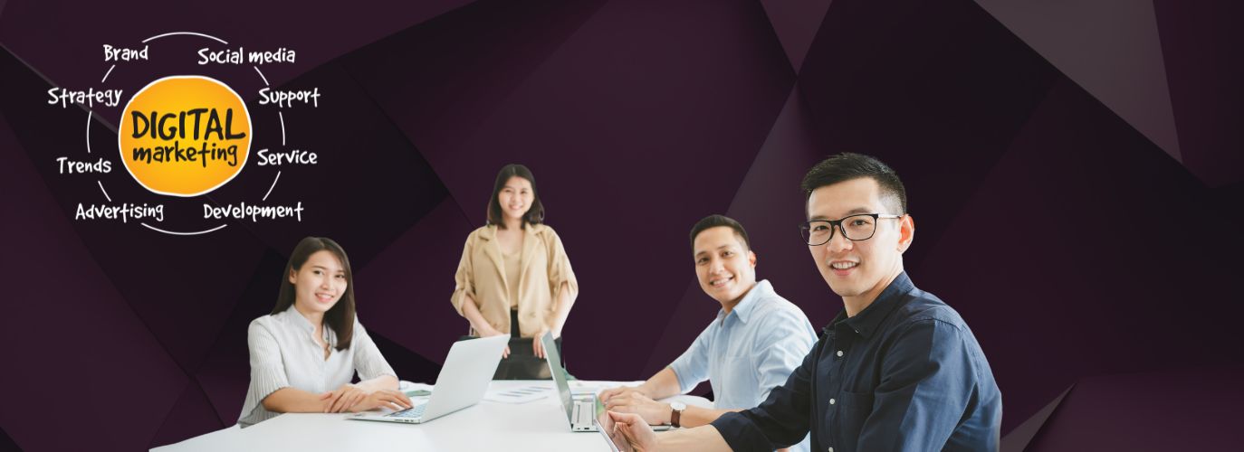 Visual representation of the digital marketing triangle with icons for traffic, conversion, and retention