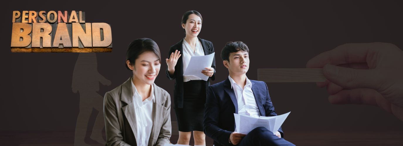 Illustration of brand personality elements including voice, tone, and visual identity