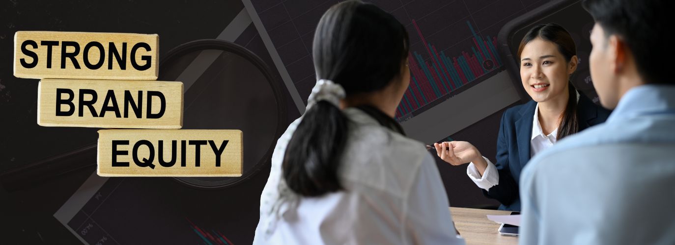 Infographic showing key metrics to measure brand equity, including awareness, perception, and loyalty