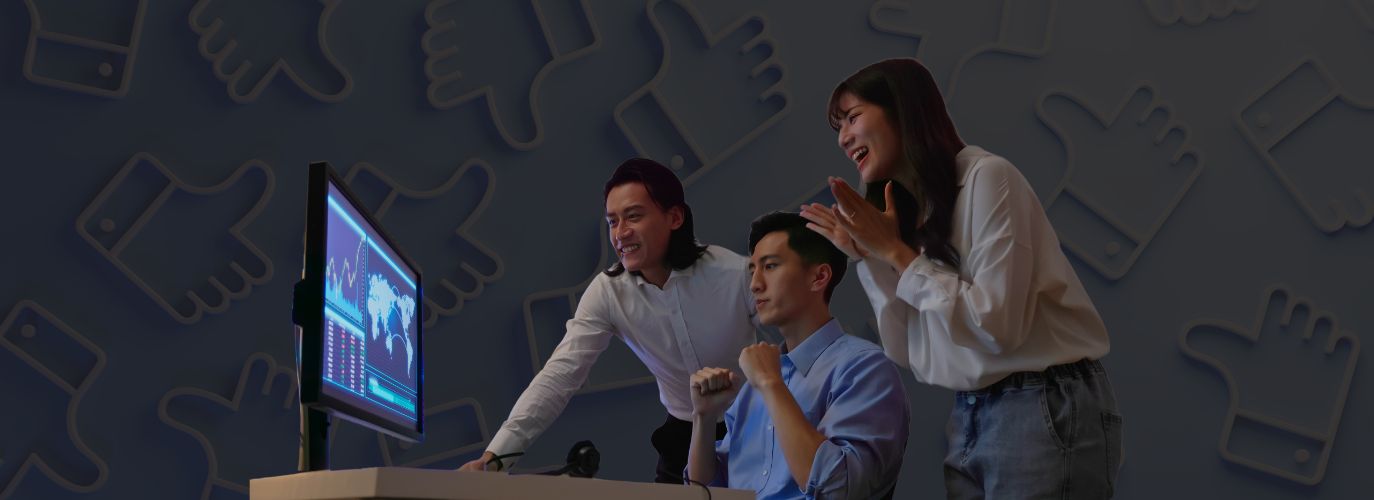 Data-driven social media strategy illustration with analytics charts and engagement icons