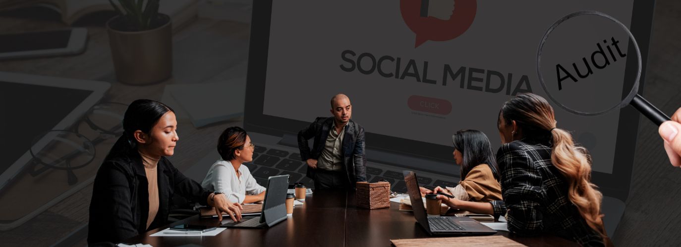 Social media audit strategy checklist showing performance metrics and content planning