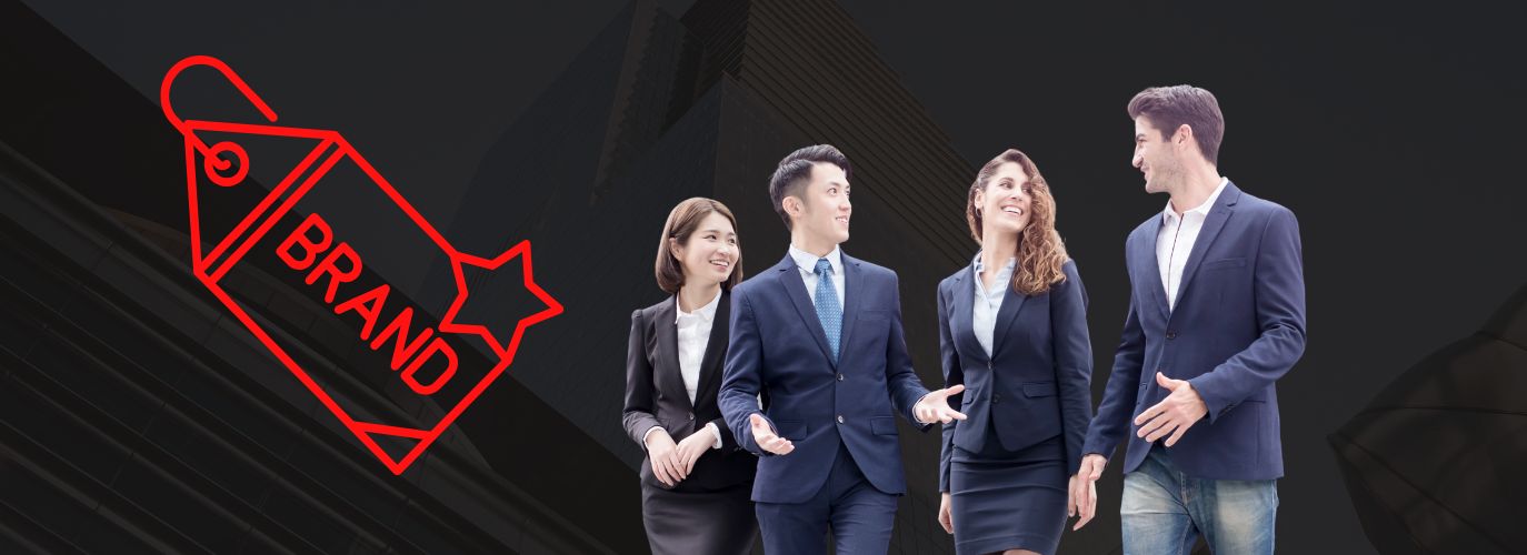 Visual brand identity elements including colors, typography, and logo design displayed on digital devices