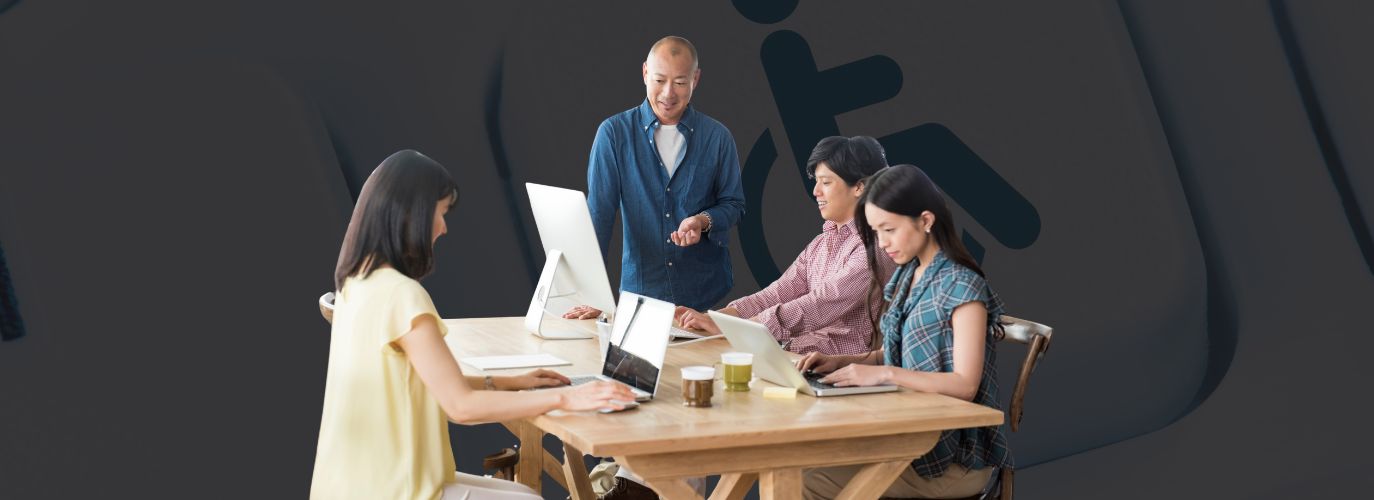 Accessible website interface with inclusive design elements like screen reader support, keyboard navigation, and high-contrast visuals