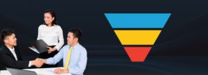 Sales funnel stages guiding customer journey from awareness to retention